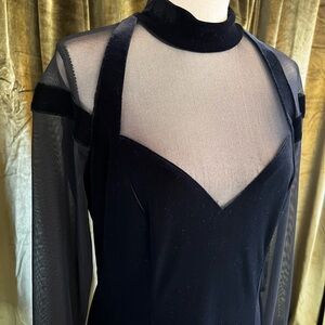Formal black velvet gown, prom, holiday dress,